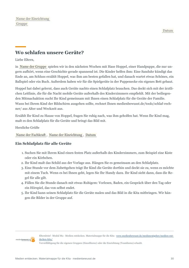 Seite 30: Elternbrief
