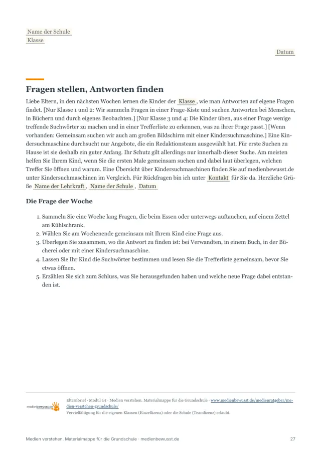 Seite 27: Elternbrief